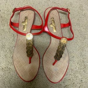 Chanel Rue Cambon Sandals Red Coin 39.5